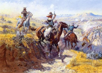 Impresionismo Painting - fumándolos 1906 Charles Marion Russell Vaquero de Indiana